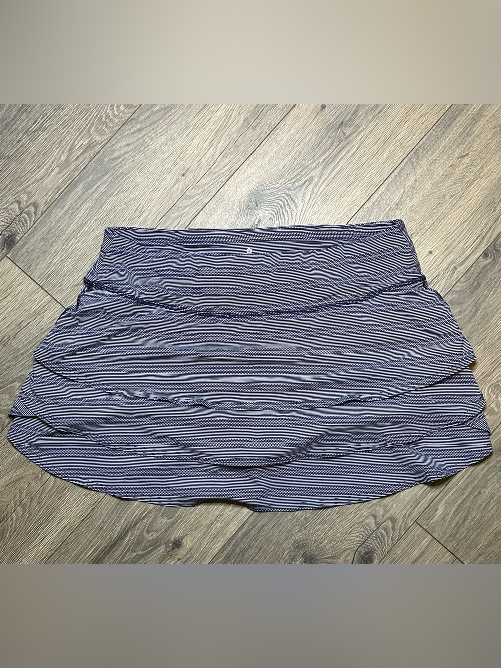Athleta Navy and White Striped Mini Skirt